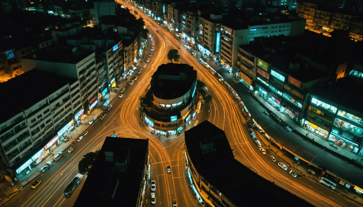 Aerial view of Pune at night showing delivery corridors and BatteryPool station coverage