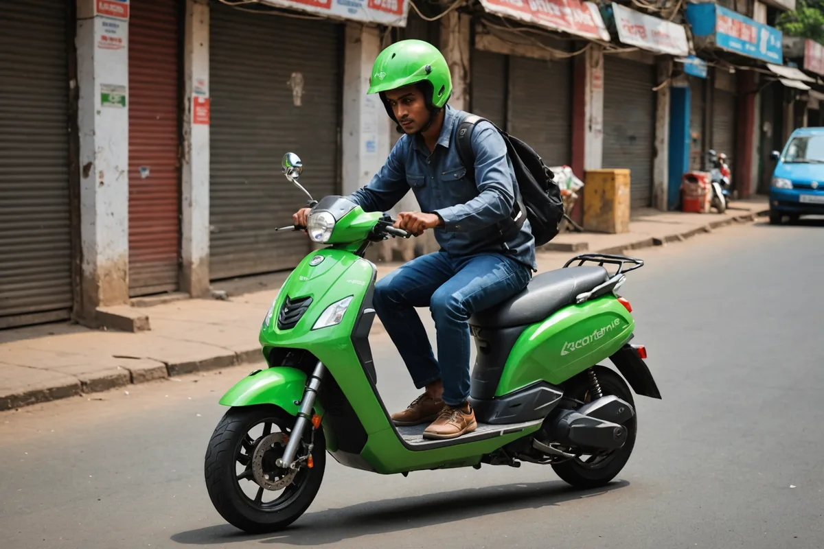 Delivery rider swapping battery at a BatteryPool station